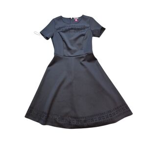 Vince Camuto | Black Laser-Cut Fit and Flare Dress | Size XS